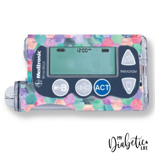 Pastel Hexagon- Medtronic Paradigm Series 7 Skin And Decal Insulin Pump Sticker