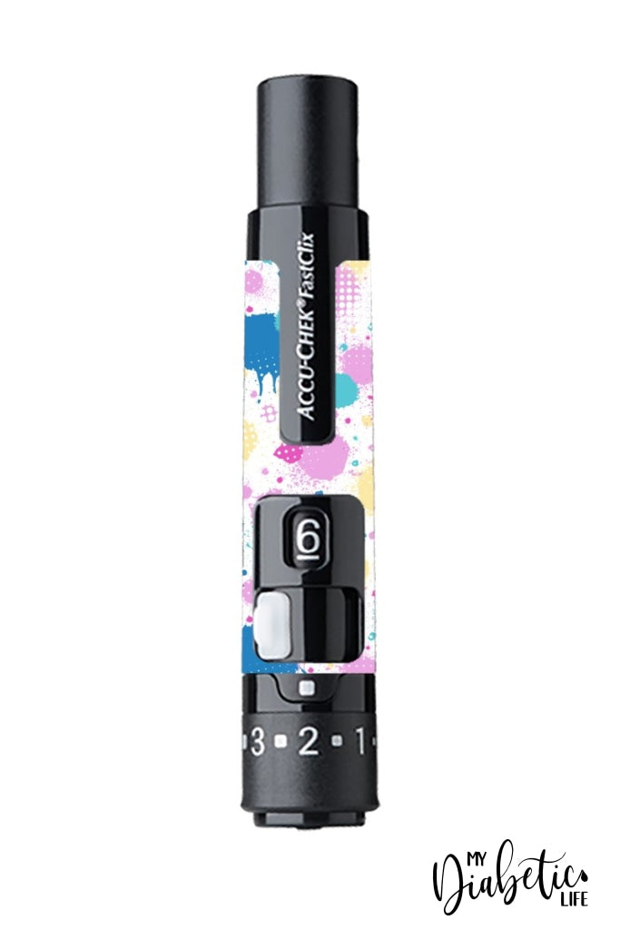 Pastel Splotches - Accuchek Fast-Clix Lancet Device Peel Skin And Decal Sticker