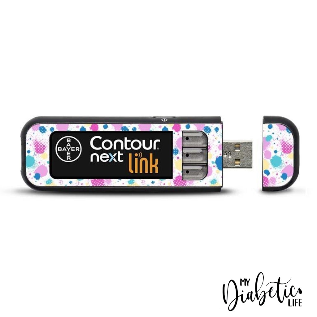 Pastel Splotches - Contour Next Link Usb Peel Skin And Decal Glucose Meter Sticker