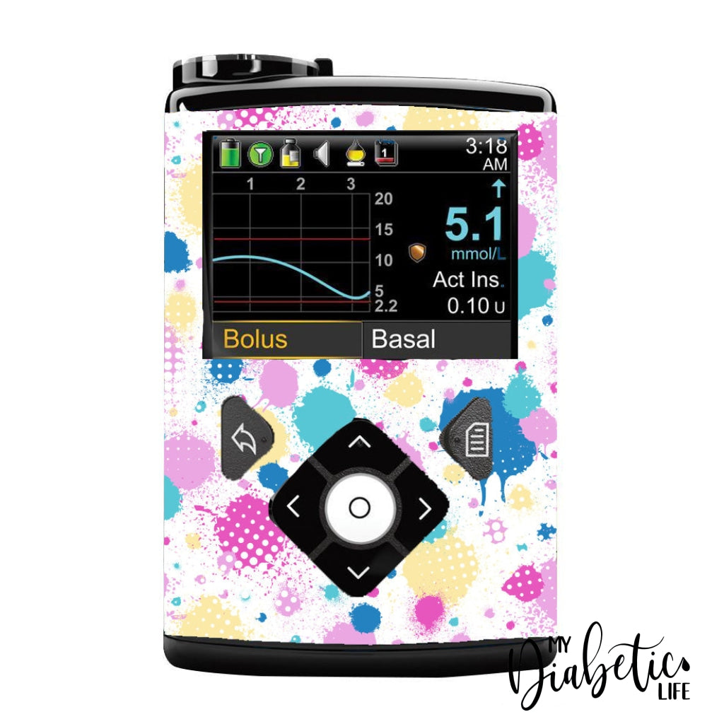 Pastel Splotches - Medtronic Pump (630/640/670/770) Sticker Full Cover W/clip 630/640/670