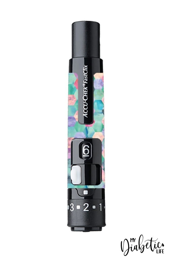 Patchwork Hexagon - Accuchek Fast-Clix Lancet Device Peel Skin And Decal Sticker