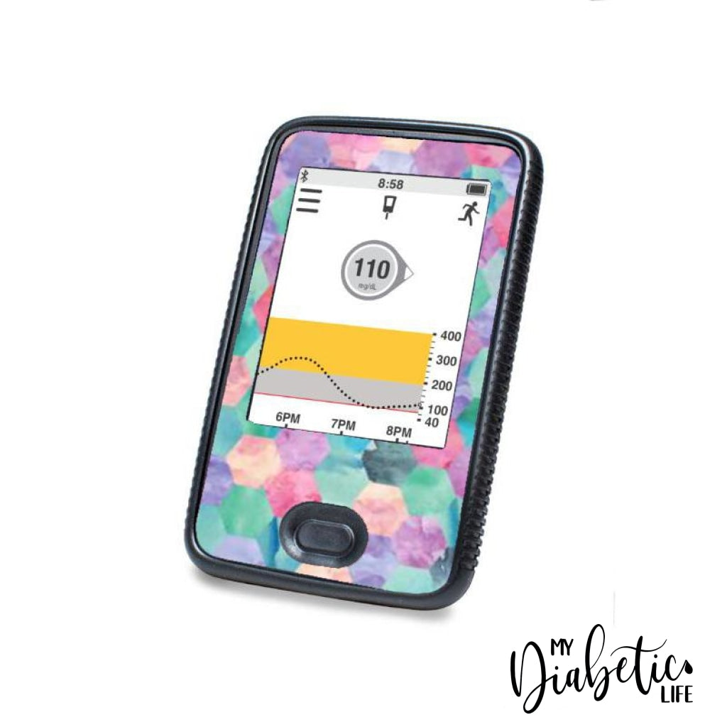 Patchwork Hexagon - Dexcom G6 Peel, skin and Decal, glucose meter sticker - MyDiabeticLife