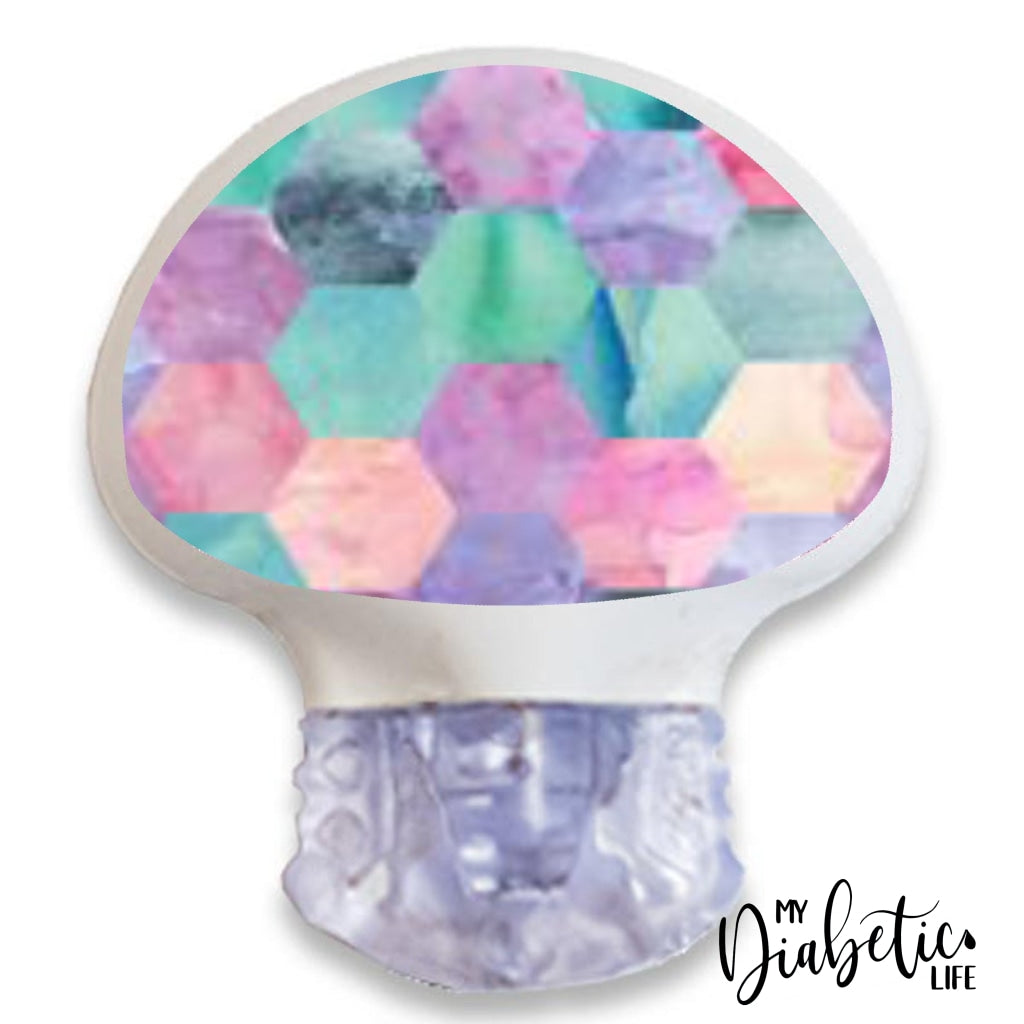 Patchwork Hexagon - Medtronic Enlite Peel, skin and Decal, cgm sticker - MyDiabeticLife