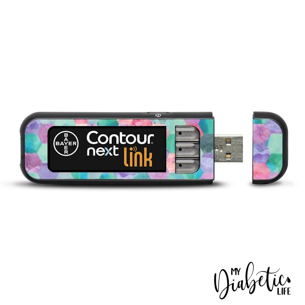 Patchwork - Hexagon - Contour Next USB Peel, skin and Decal, Glucose meter sticker - MyDiabeticLife