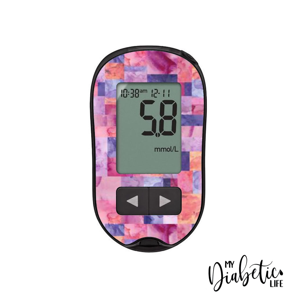 Patchwork Rectangles - Accu-chek Performa Peel, skin and Decal, glucose meter sticker - MyDiabeticLife