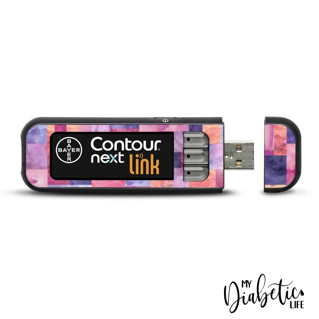 Patchwork - Rectangle - Contour Next USB Peel, skin and Decal, Glucose meter sticker - MyDiabeticLife