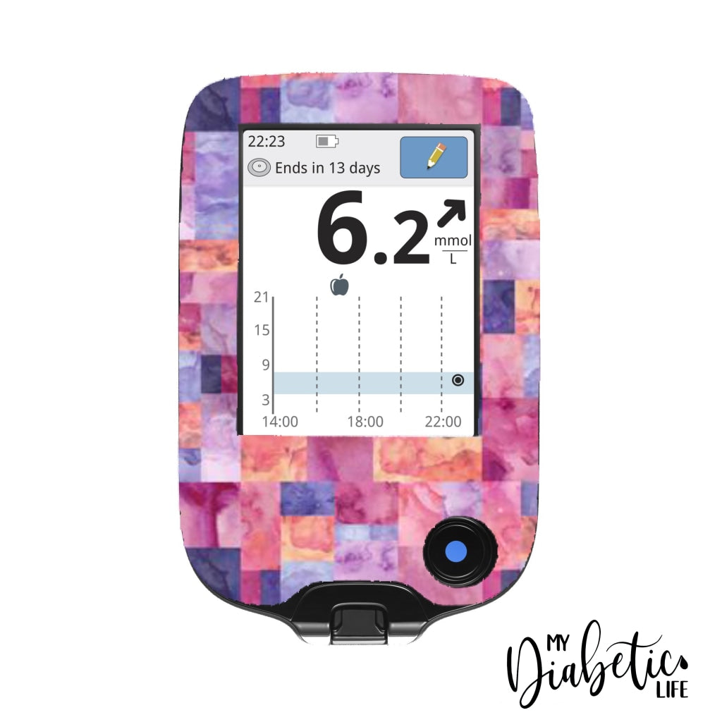 Patchwork Rectangles - Freestyle Libre Peel, skin and Decal, glucose meter sticker - MyDiabeticLife