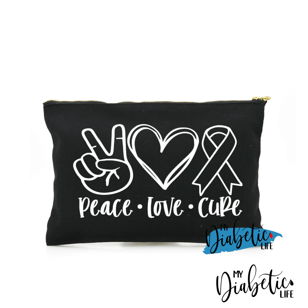 Peace Love Cure - Diabetes Carry Bag Diabetic Accessories Storage For Medication Black Storage Bags