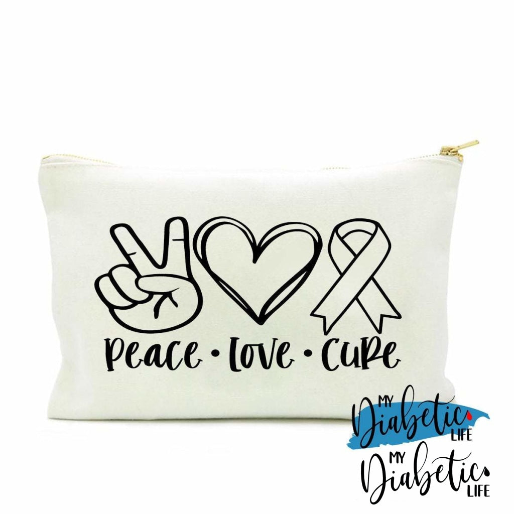 Peace Love Cure - Insulin test kit bag, diabetes accessories, storage bag for medication - MyDiabeticLife