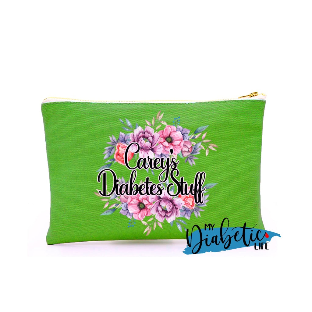 Personalised Floral Diabetes Stuff - Carry All Storage Bag Storage Bags