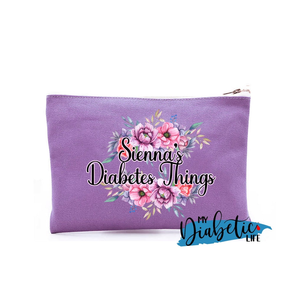 Personalised Floral Diabetes Stuff - Carry All Storage Bag Storage Bags