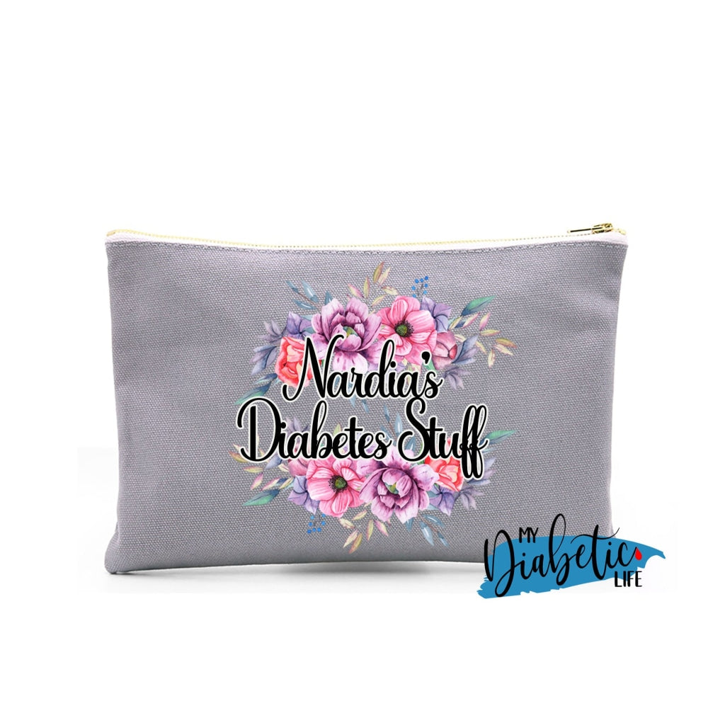 Personalised Floral Diabetes Stuff - Carry All Storage Bag Storage Bags