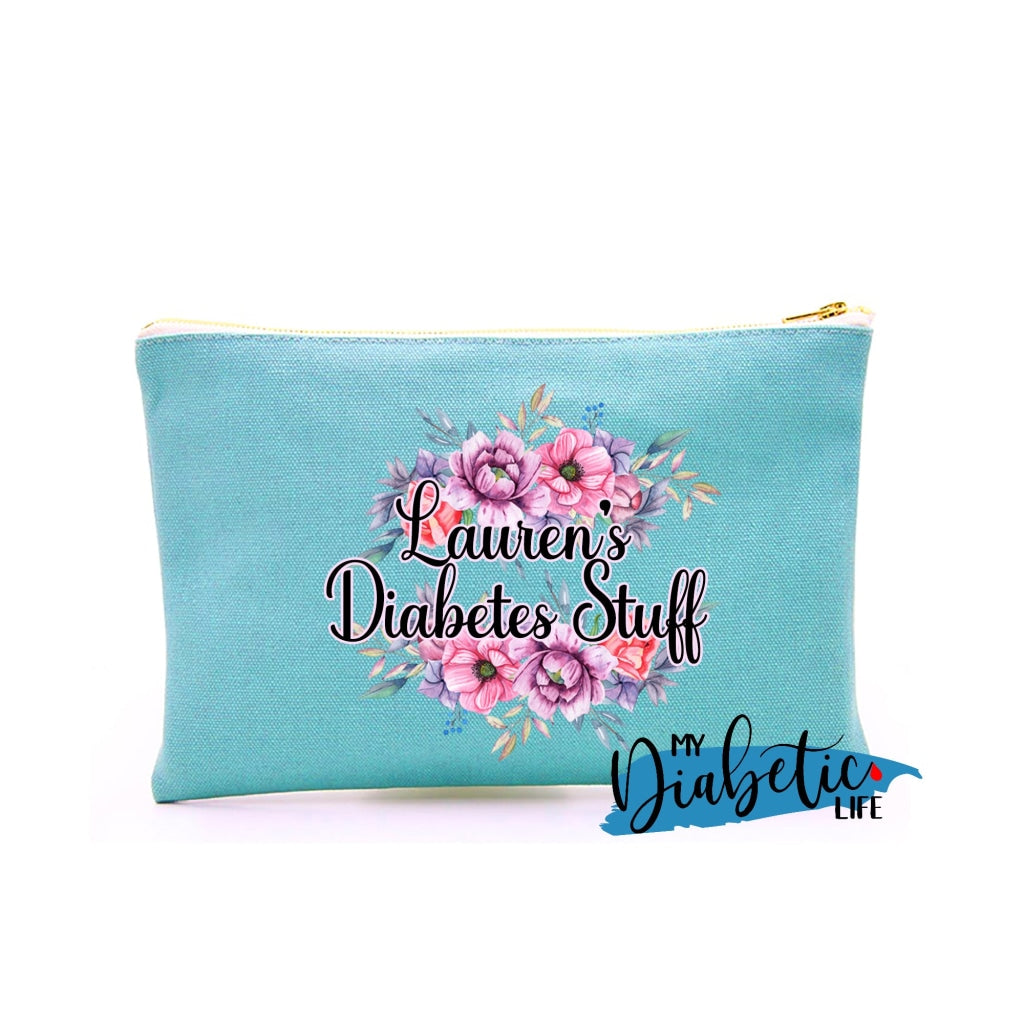 Personalised Floral Diabetes Stuff - Carry All Storage Bag Storage Bags