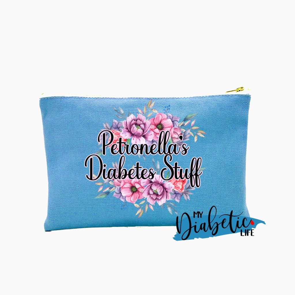 Personalised Floral Diabetes Stuff - Carry All Storage Bag Storage Bags