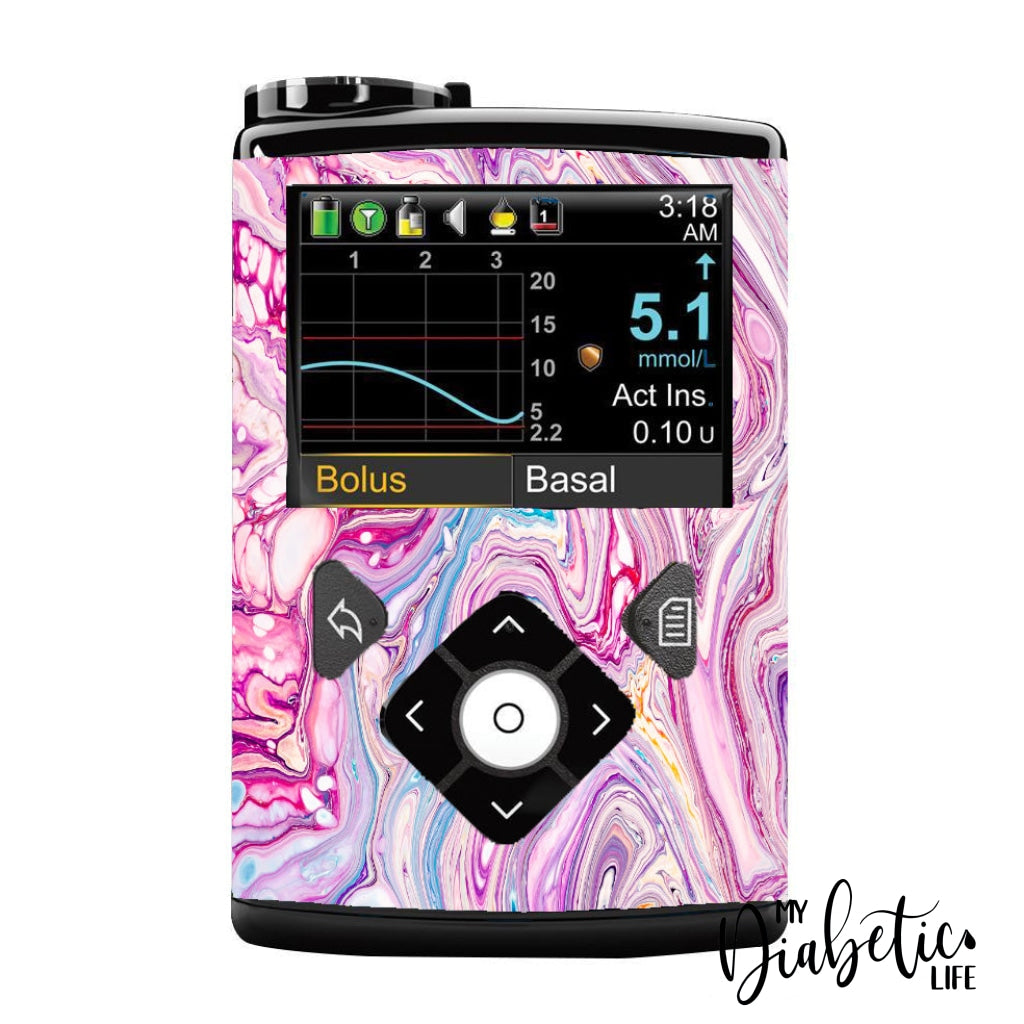Pink Marble - Medtronic Pump (630/640/670/770) Sticker Full Cover W/clip 630/640/670