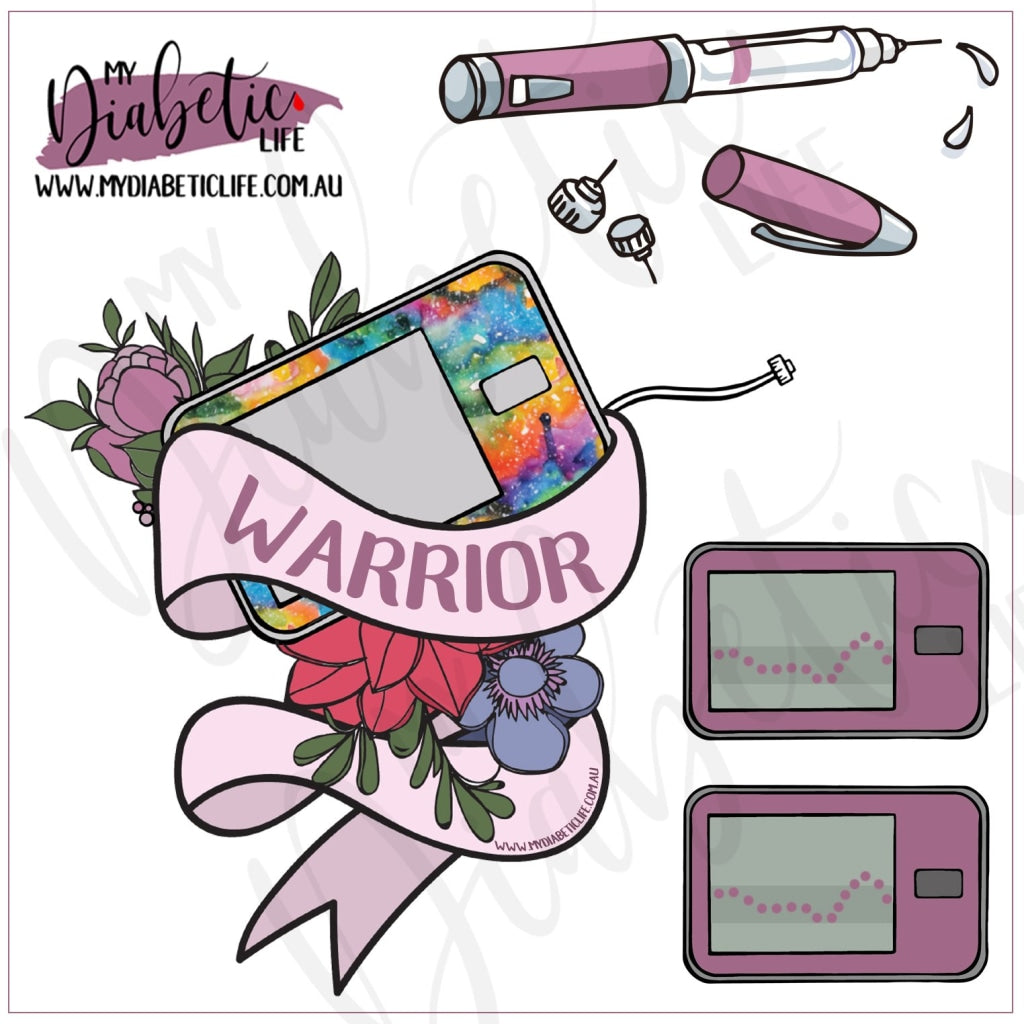 Pink Tslim Warrior -  8 Diabetic Awareness Stickers - MyDiabeticLife