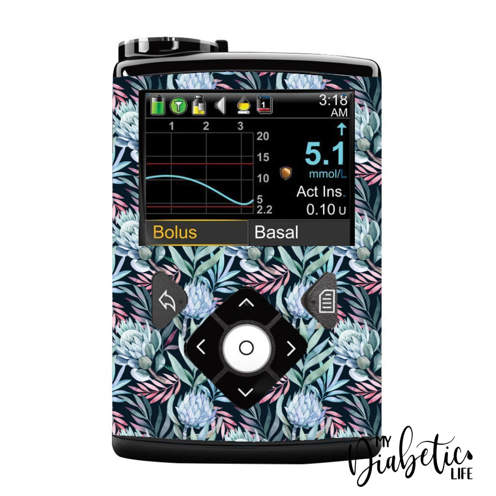 Protea & Eucalyptus - Medtronic Pump (630/640/670/770) Sticker Full Cover W/Clip 630/640/670