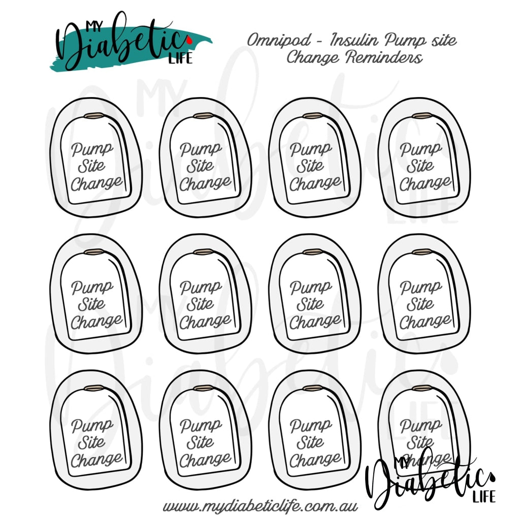 Pump Site Change Ft. Omnipod - Calendar Sized Stickers