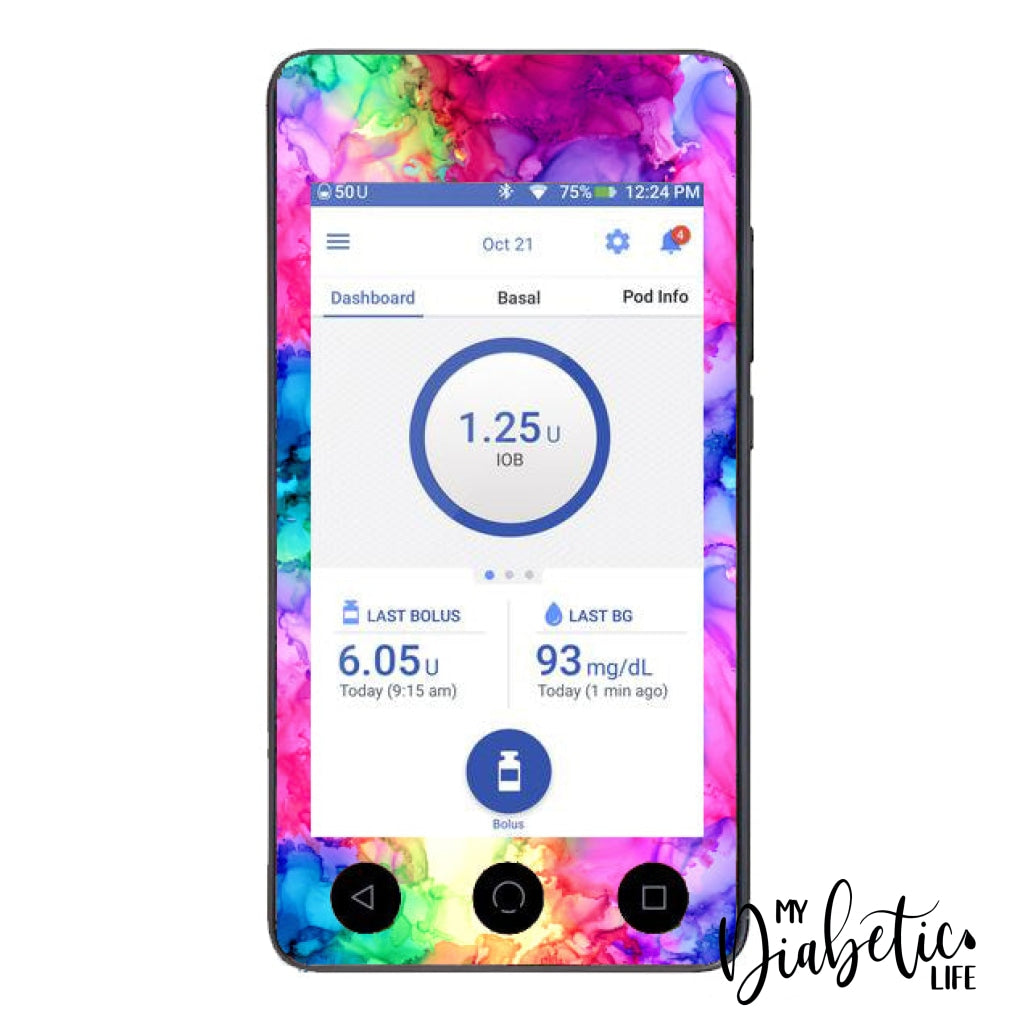 Rainbow Inks - Omnipod Dash Sticker