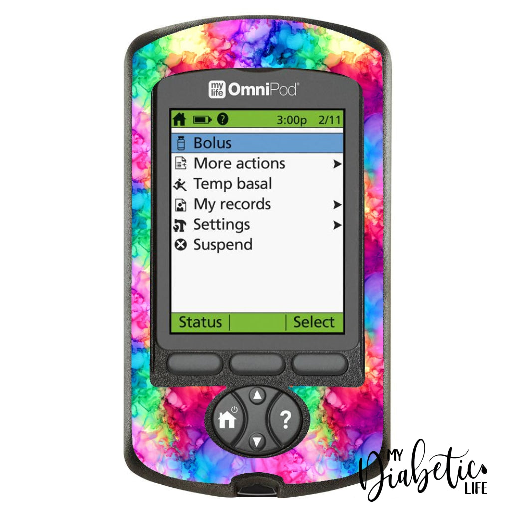 Rainbow Inks - Omnipod Pdm Sticker