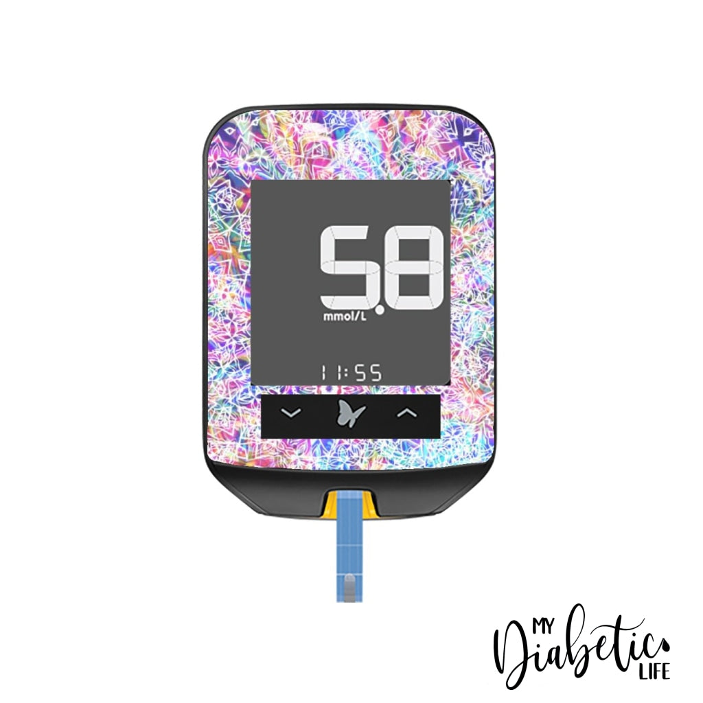 Rainbow Mandala - Freestyle Optium Neo Peel Skin And Decal Glucose Meter Sticker Freestyle