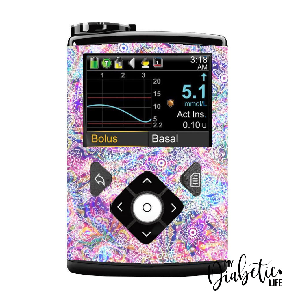Rainbow Mandala - Medtronic Pump (630/640/670/770) Sticker Full Cover W/clip 630/640/670