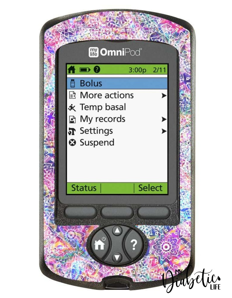 Watercolour Rainbow Mandala - Omnipod Pdm Skin And Decal Glucose Meter Sticker