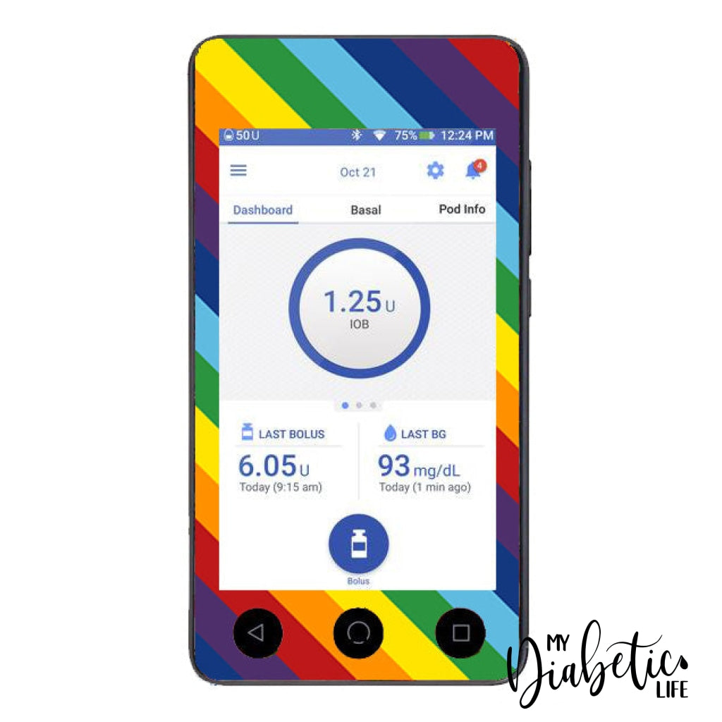 Rainbow Stripes - Omnipod Dash Sticker