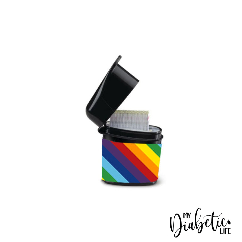Rainbow Stripes - Test Strip Canister Accuchek Guide Container