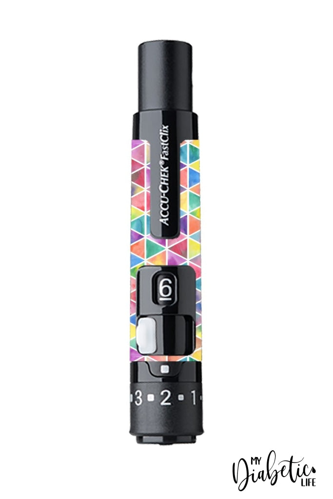 Rainbow Triangles - Accuchek Fast-Clix Lancet Device Peel Skin And Decal Sticker