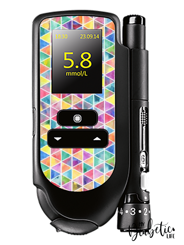 Rainbow Triangles - Accu-chek Mobile Peel, skin and Decal, glucose meter sticker - MyDiabeticLife