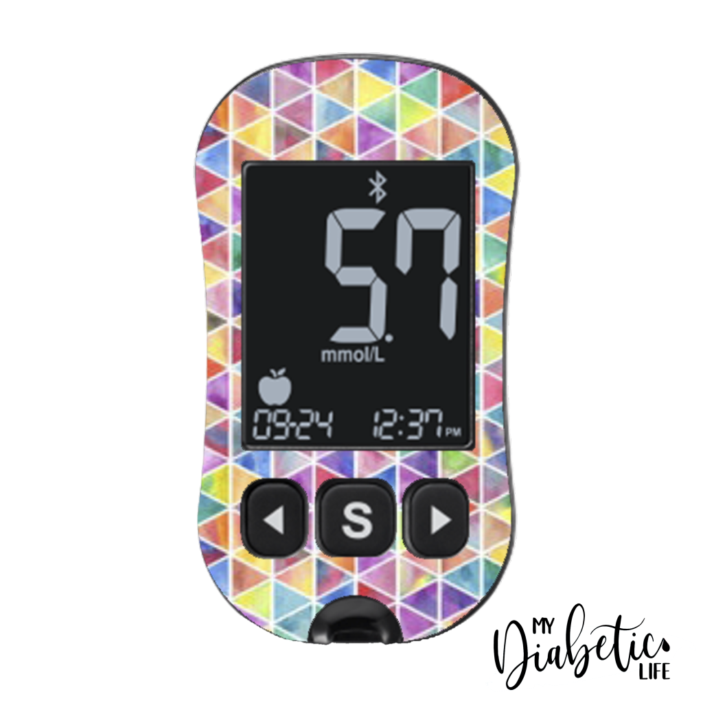 Rainboe Geometric Triangles - CareSens Dual - Peel, skin and Decal, glucose meter sticker - MyDiabeticLife
