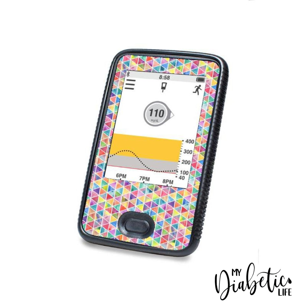 Rainbow Geometric Triangles - Dexcom G6 Peel, skin and Decal, glucose meter sticker - MyDiabeticLife