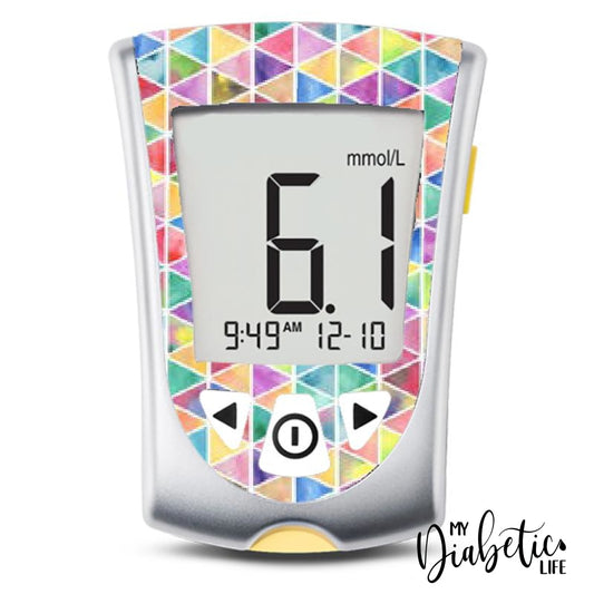 Rainbow Triangles - Freestyle Optium Peel, skin and Decal, glucose meter sticker - MyDiabeticLife