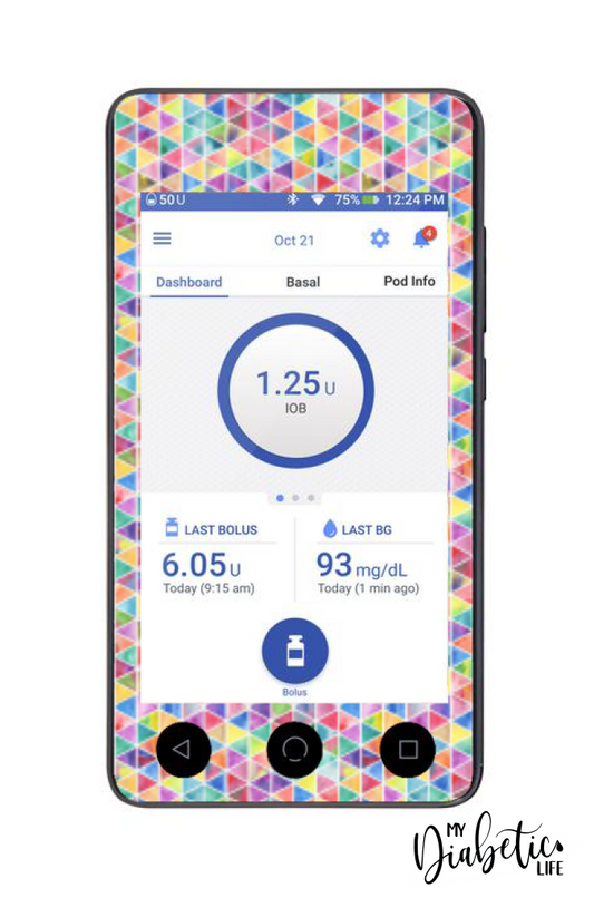 Rainbow Triangles - Omnipod Dash, skin and Decal, glucose meter sticker - MyDiabeticLife