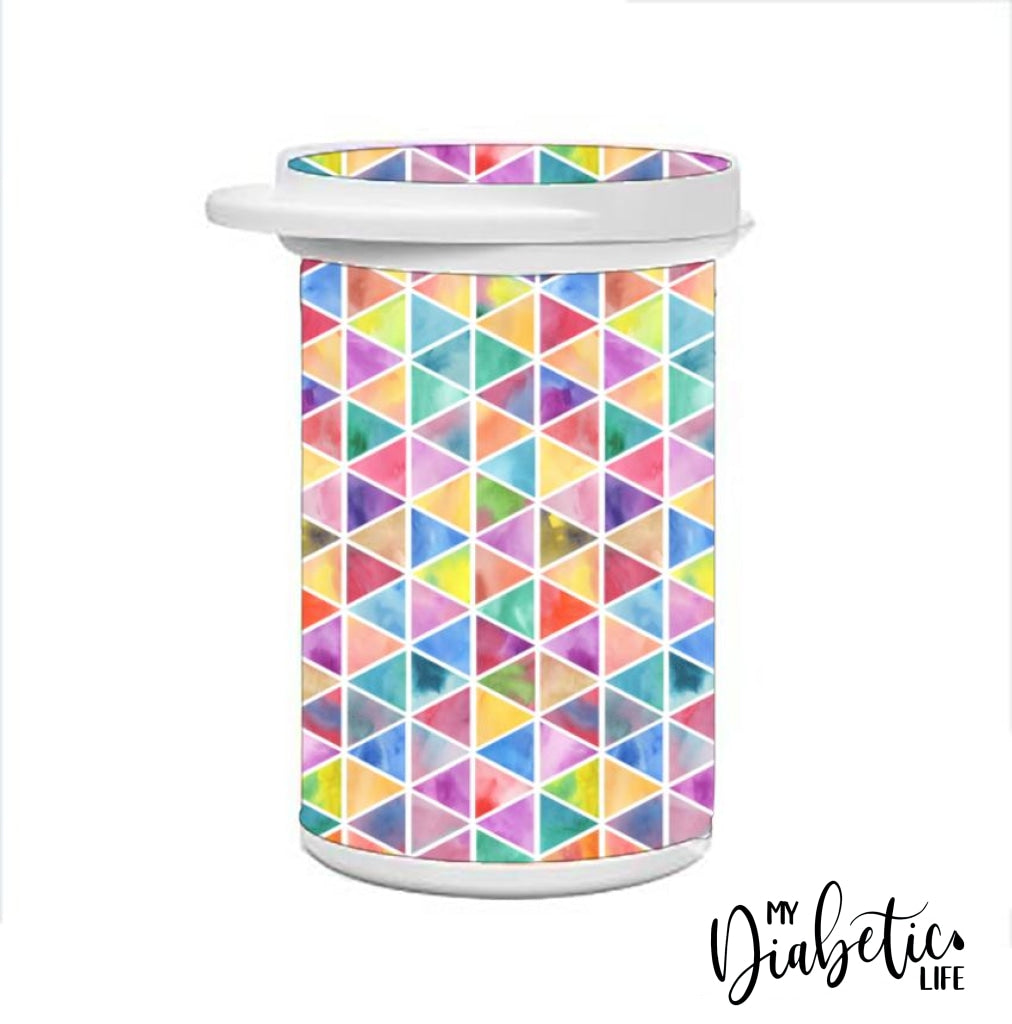 Test Strip Canister - Rainbow Triangles Container