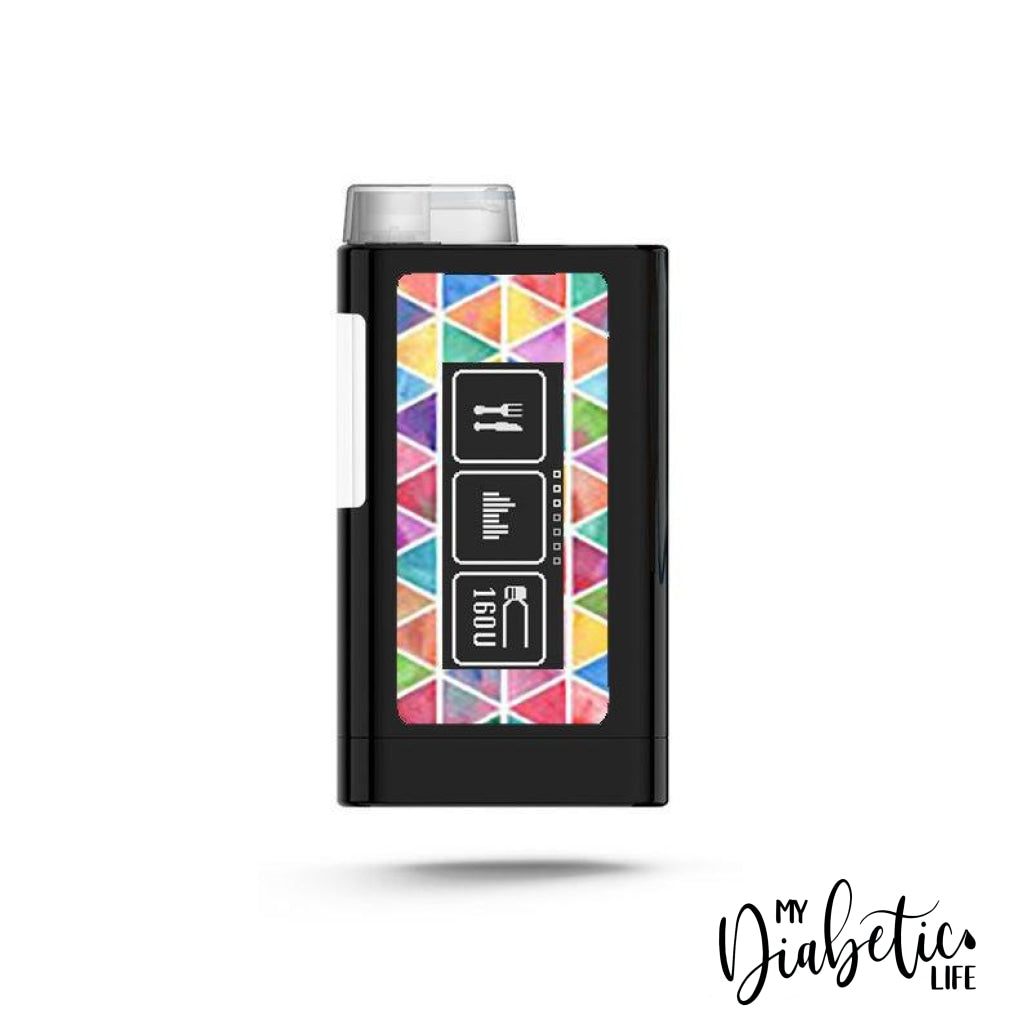 Rainbow Geometric Triangles - Ypsopump Peel, skin and Decal, Insulin pump sticker - MyDiabeticLife
