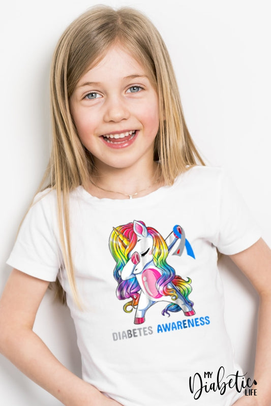 Rainbow Unicorn Diabetes Awareness - Kids Unisex T-Shirt 00 / White Shirts