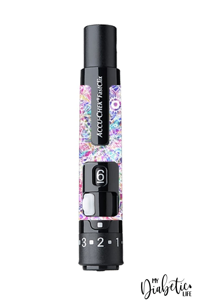 Rainbow Manadala - Accuchek Fast-Clix Lancet Device Peel Skin And Decal Sticker
