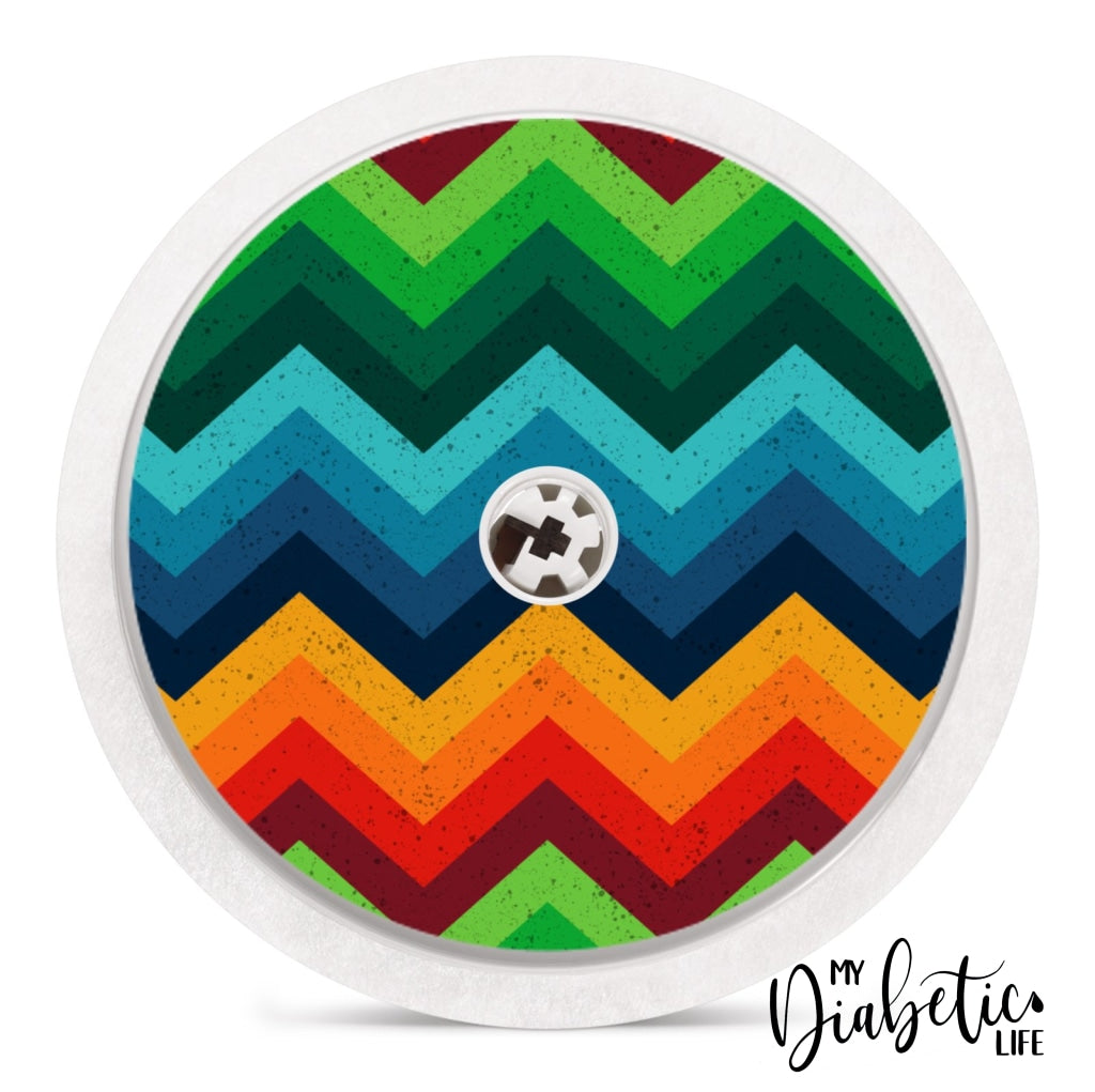 Rainbow Zig Zag - Freestyle Libre Sensor Peel Skin And Decal Fgm/cgm Sticker