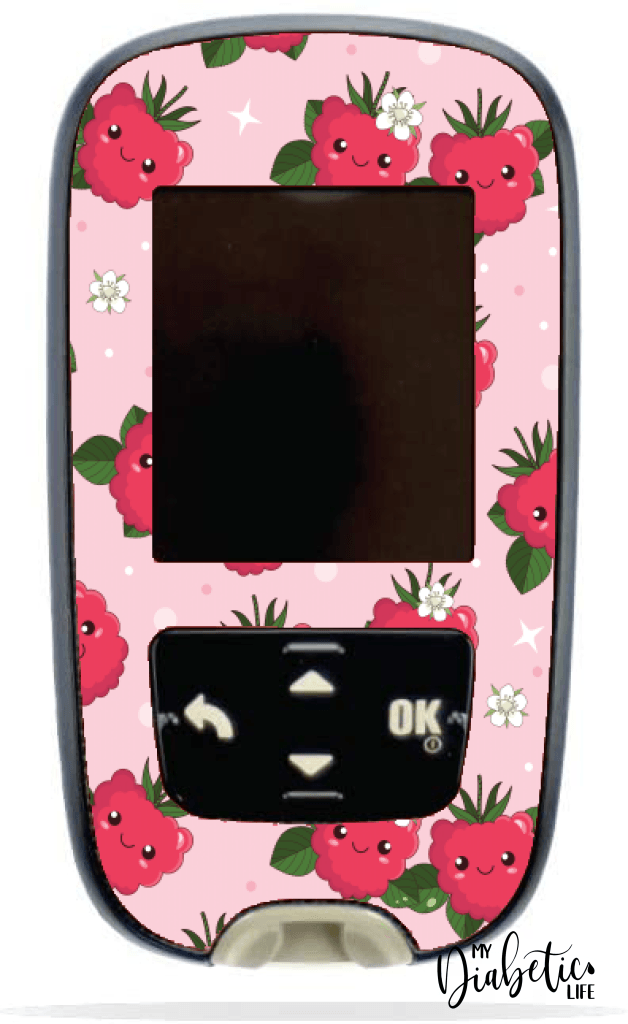 Raspberry Buddies - Accu-chek Guide Peel, skin and Decal, glucose meter sticker - MyDiabeticLife