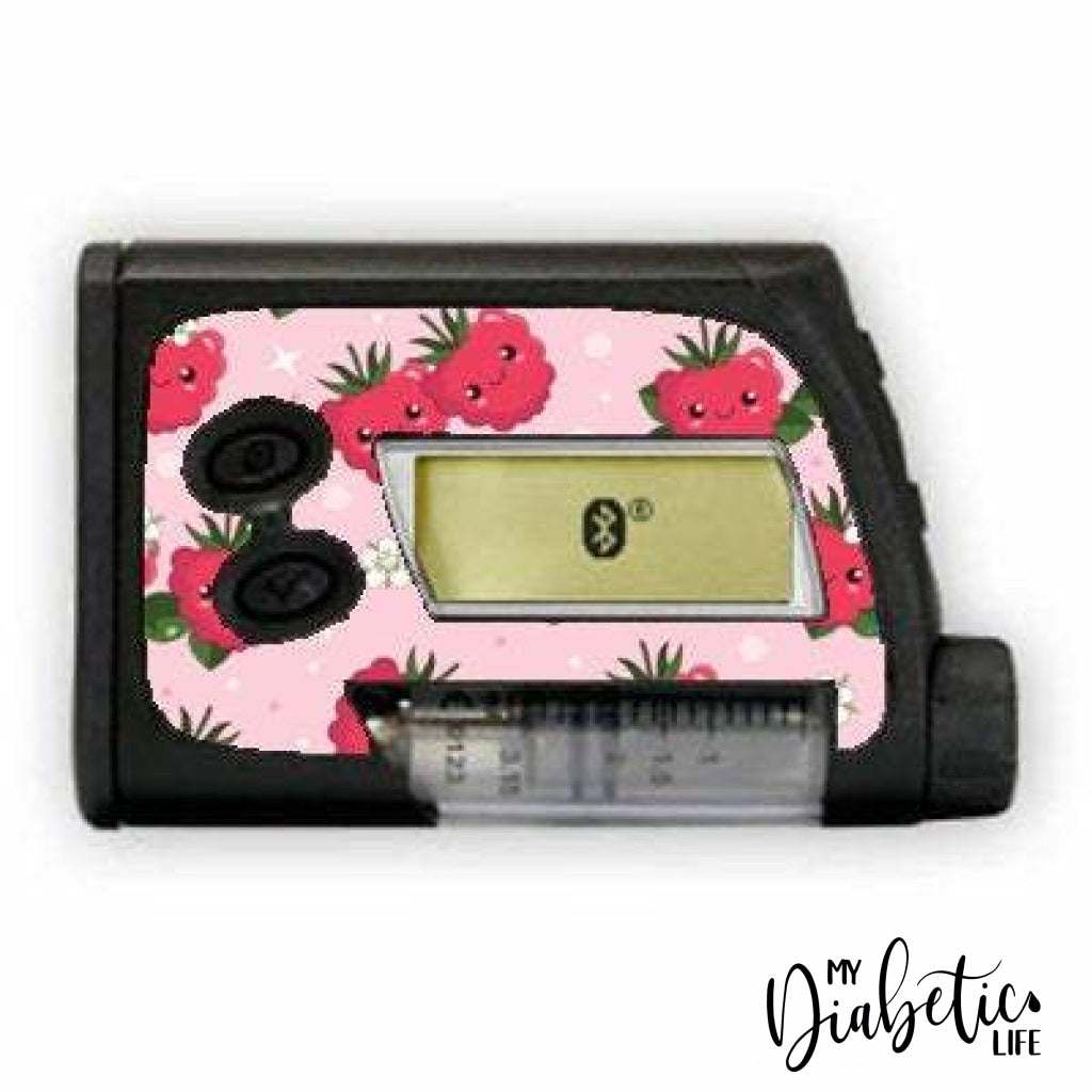 Raspberry Buddies - Accu-Chek Spirit Combo, Peel, skin and Decal, insulin pump sticker - MyDiabeticLife