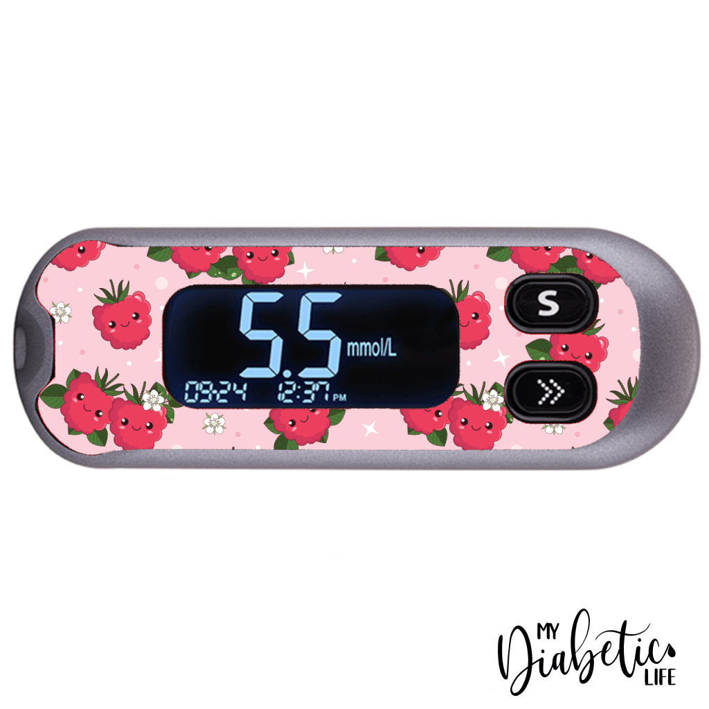 Raspberry Buddies - CareSens N Pop - Peel, skin and Decal, glucose meter sticker - MyDiabeticLife