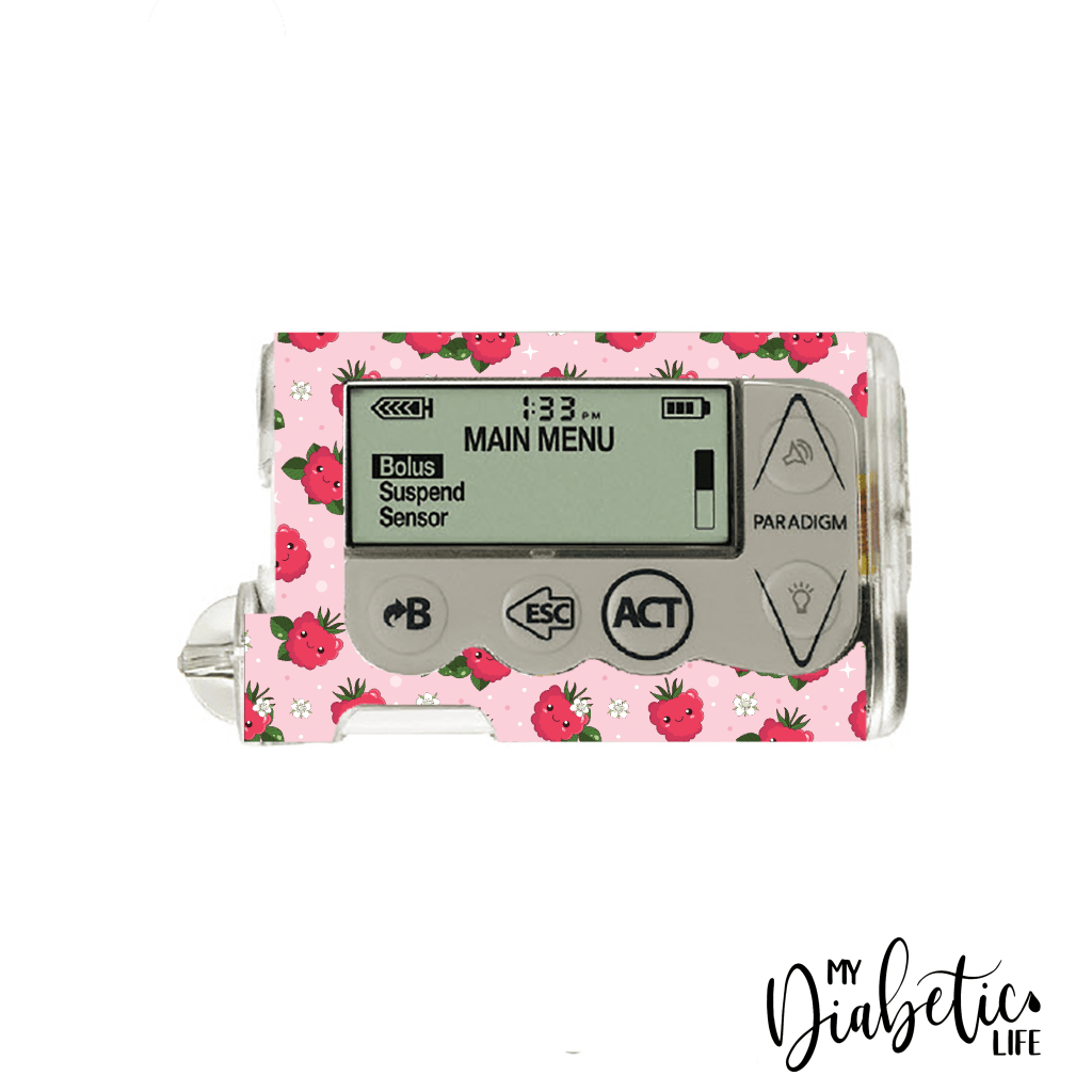 Raspberry Buddies - Medtronic Paradigm Series 5, skin and Decal, insulin pump sticker - MyDiabeticLife