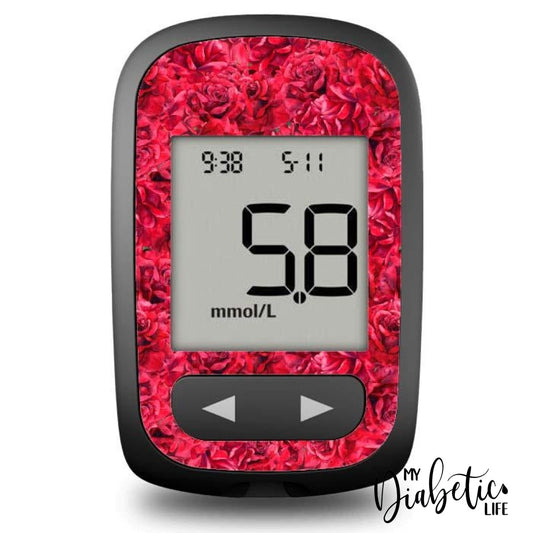 Red Roses - Accu-Chek Guide Me Peel Skin And Decal Glucose Meter Sticker