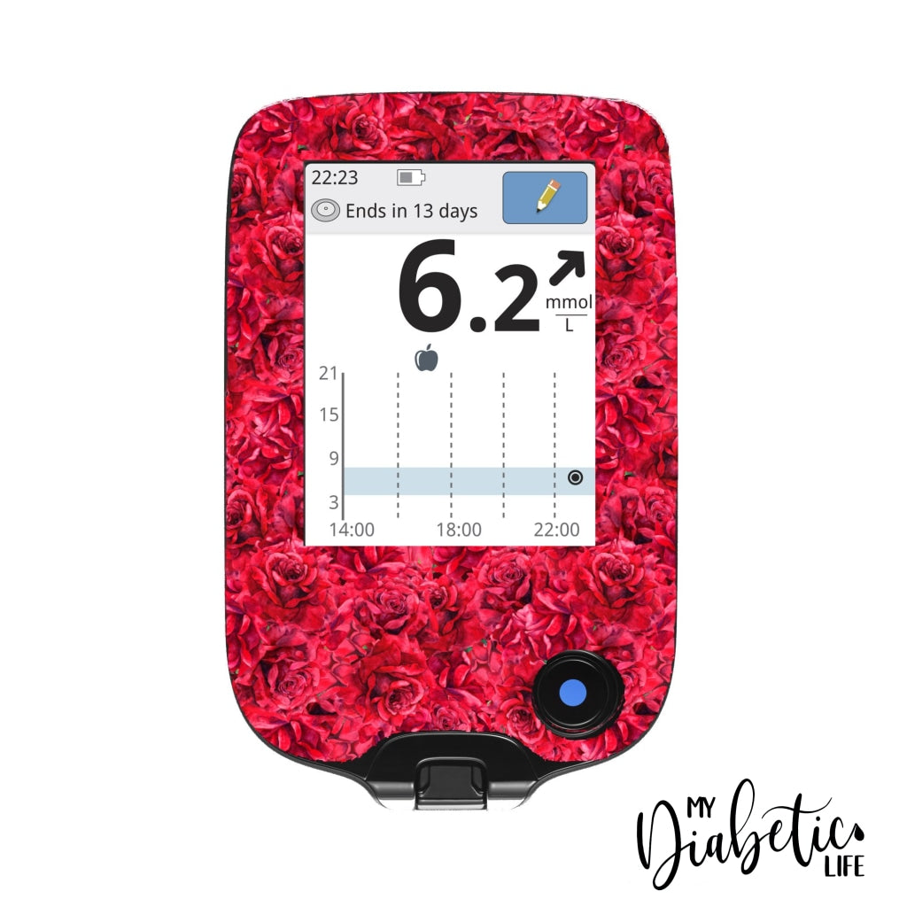 Red Roses - Freestyle Libre + Sensor Peel Skin And Decal Glucose Meter Sticker Freestyle