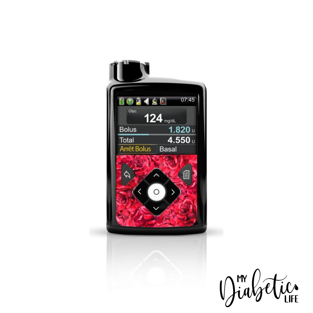 Red Roses - Medtronic Pump (630/640/670/770) Sticker Front Mini 630/640/670