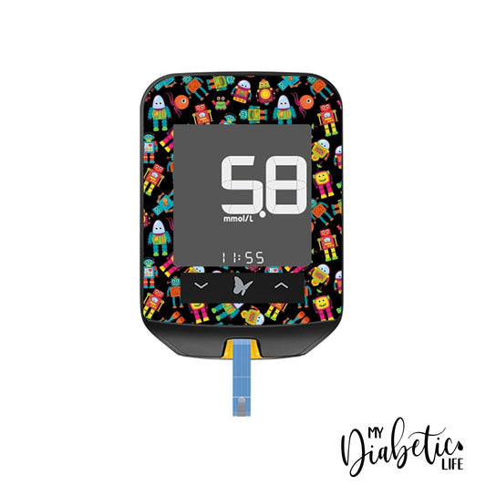 Robot Friends - Freestyle Optium Neo Peel Skin And Decal Glucose Meter Sticker Freestyle