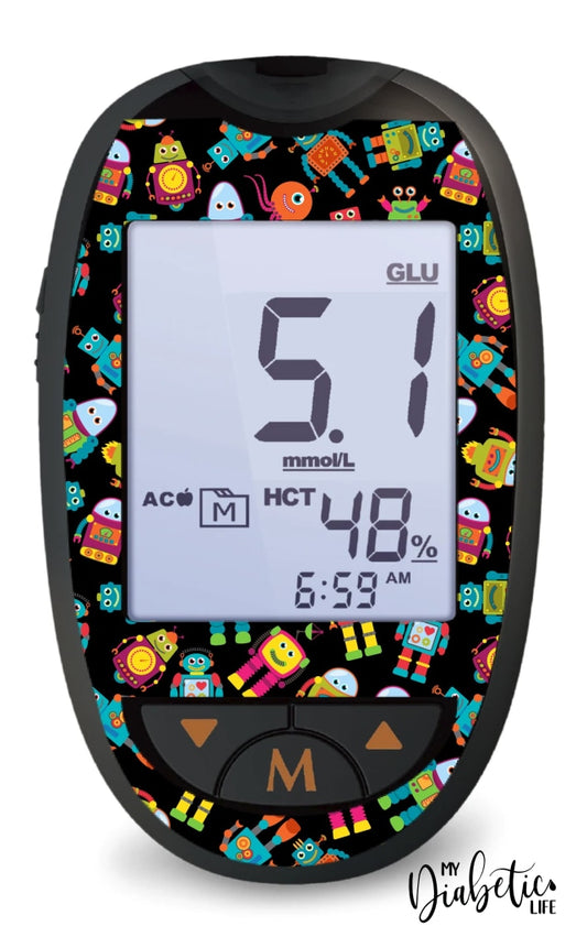 Robot Friends - Glucokey Connect Peel Skin And Decal Glucose Meter Sticker