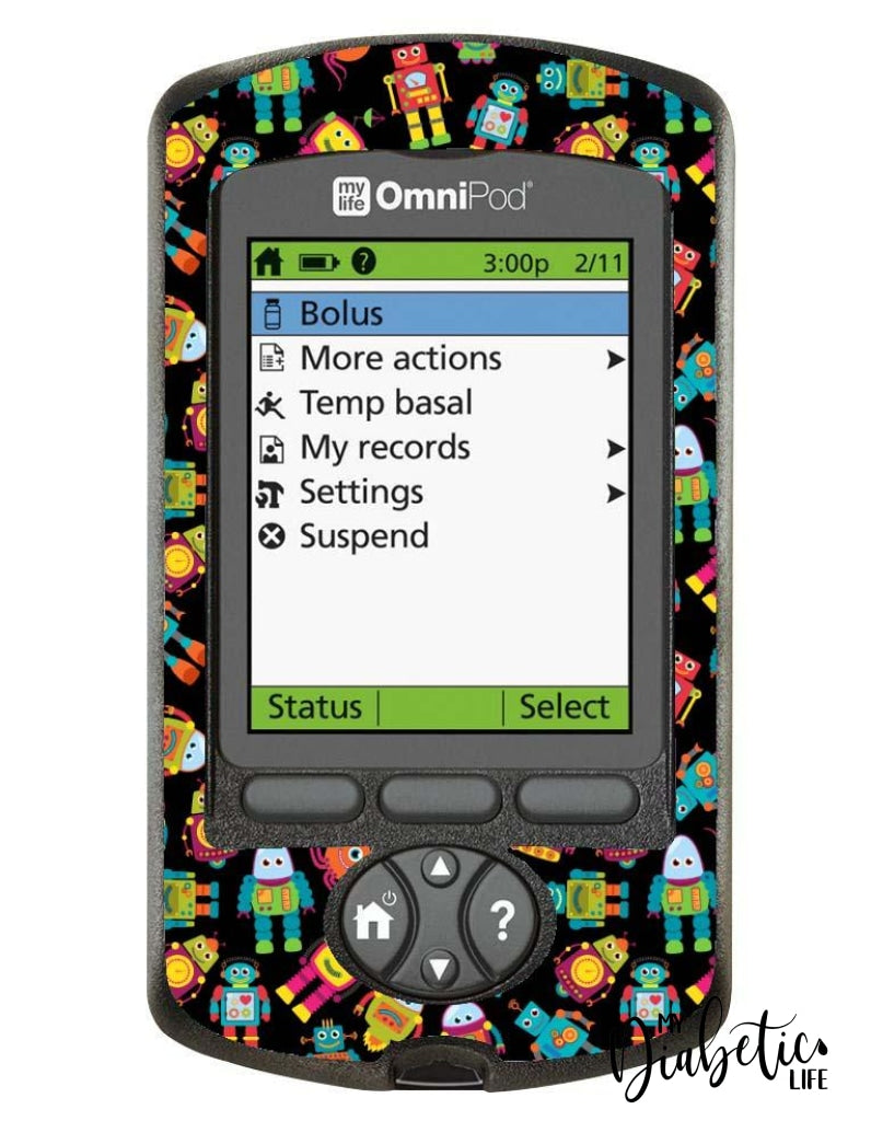 Robot Friends - Omnipod Pdm Skin And Decal Glucose Meter Sticker